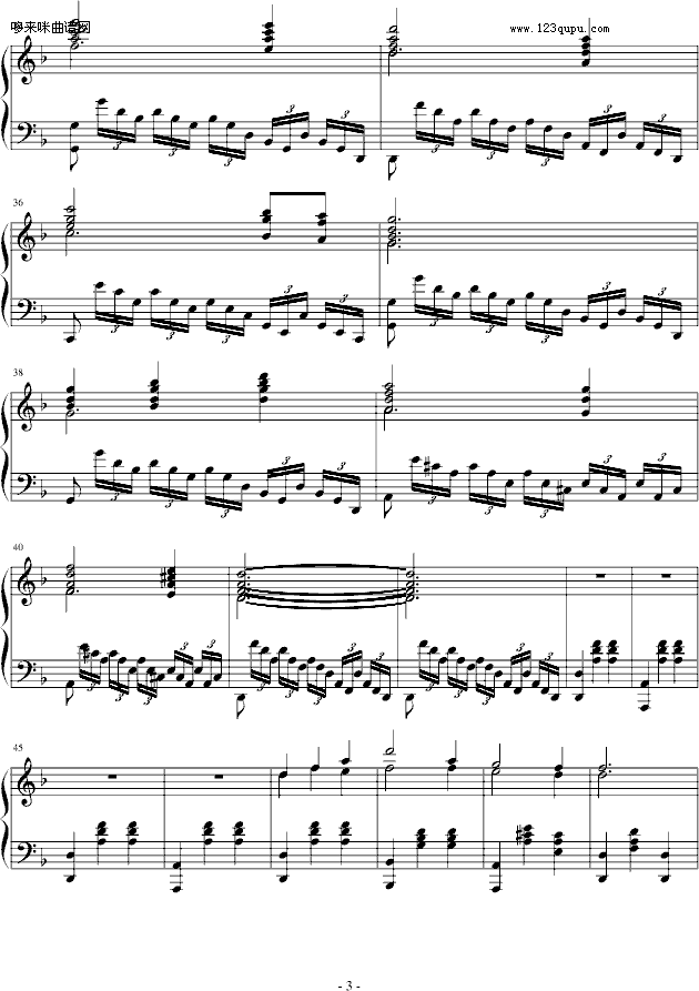 第捏伯河掀起了怒涛-世界名曲钢琴曲谱（图3）