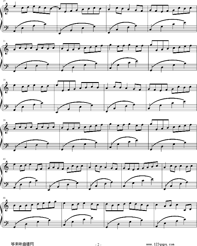 卡农-最简版-帕赫贝尔-Pachelbel钢琴曲谱（图2）