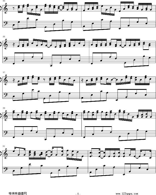 卡农-（简单和弦版）-帕赫贝尔-Pachelbel钢琴曲谱（图5）