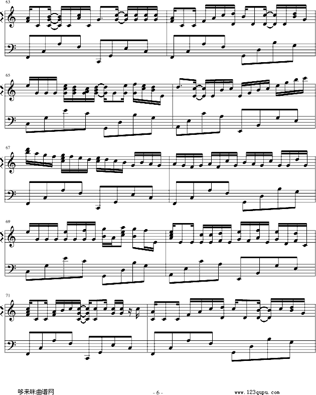 卡农-（简单和弦版）-帕赫贝尔-Pachelbel钢琴曲谱（图6）