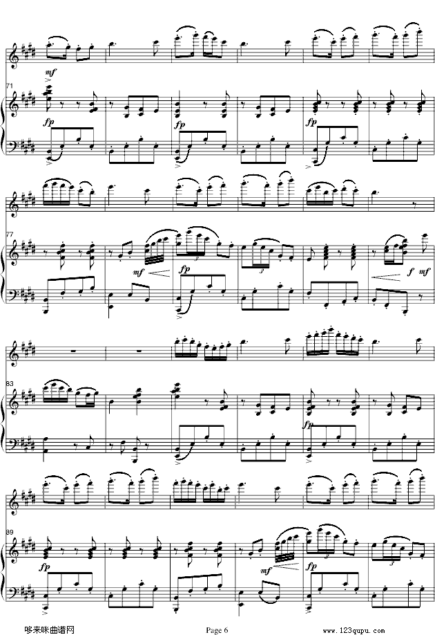 梁山伯与祝英台-小提琴协奏版-中国名曲钢琴曲谱（图6）