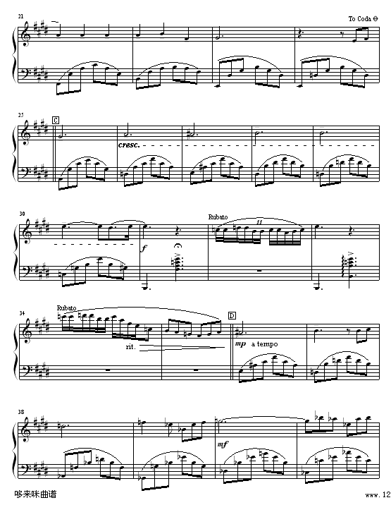 卡伐蒂娜-克莱德曼钢琴曲谱（图2）