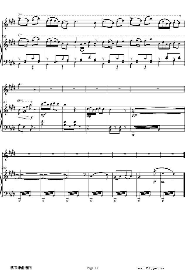 梁山伯与祝英台-小提琴协奏版-中国名曲钢琴曲谱（图13）
