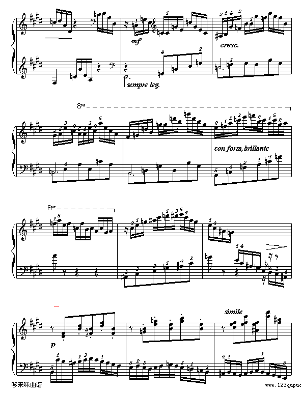 E大调练习曲-莫什科夫斯基钢琴曲谱（图4）