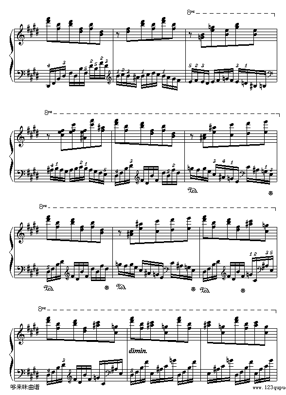 E大调练习曲-莫什科夫斯基钢琴曲谱（图5）