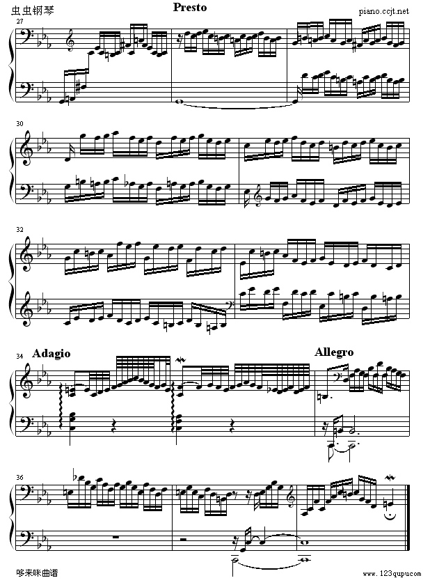 c小调前奏曲-巴赫钢琴曲谱（图3）