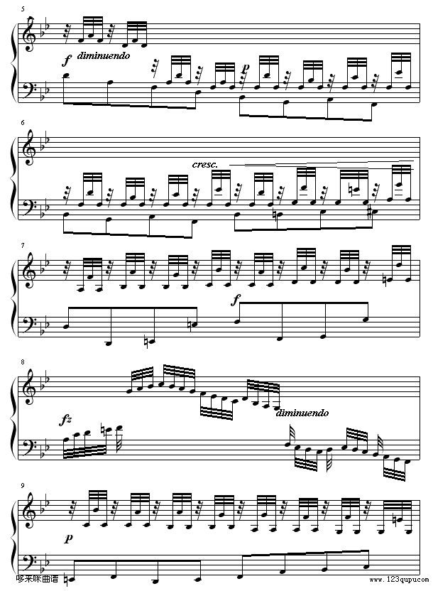 降B大调序曲-巴赫钢琴曲谱（图2）