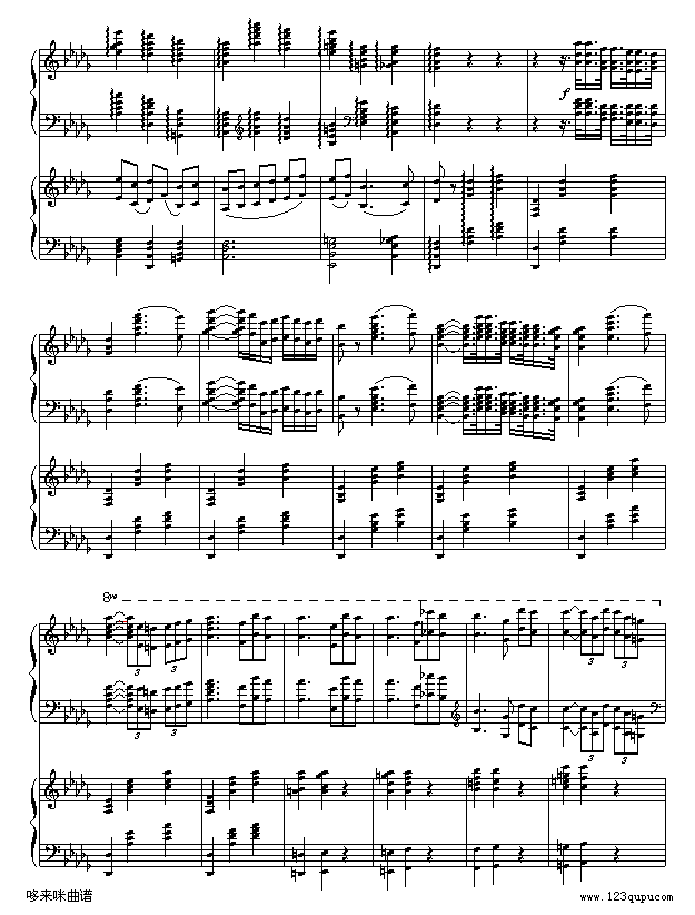 降b小调第一钢琴协奏曲(两架钢琴谱）-柴科夫斯基钢琴曲谱（图2）