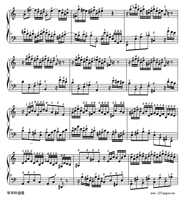 二部创意曲-精确指法版-巴赫钢琴曲谱（图2）