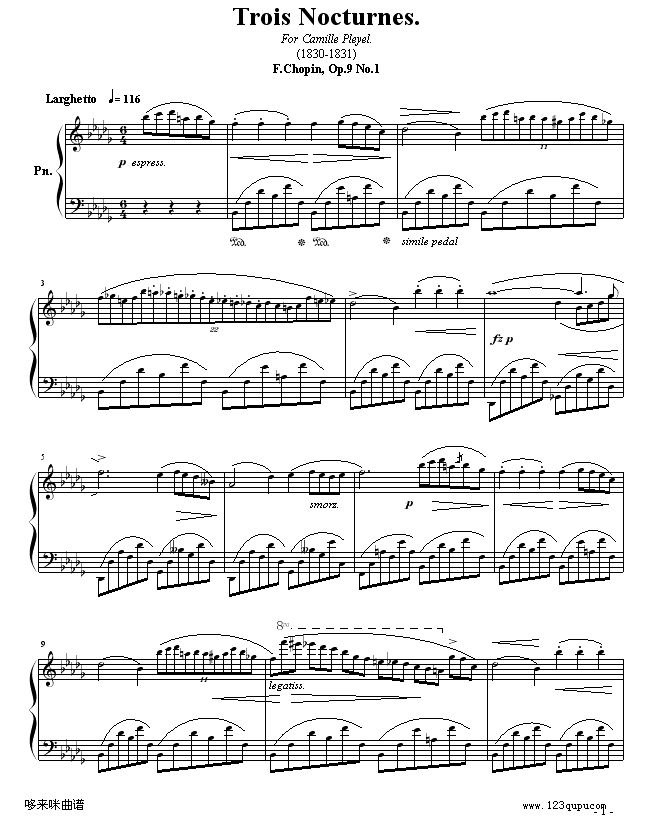 降b小调夜曲-肖邦钢琴曲谱（图1）