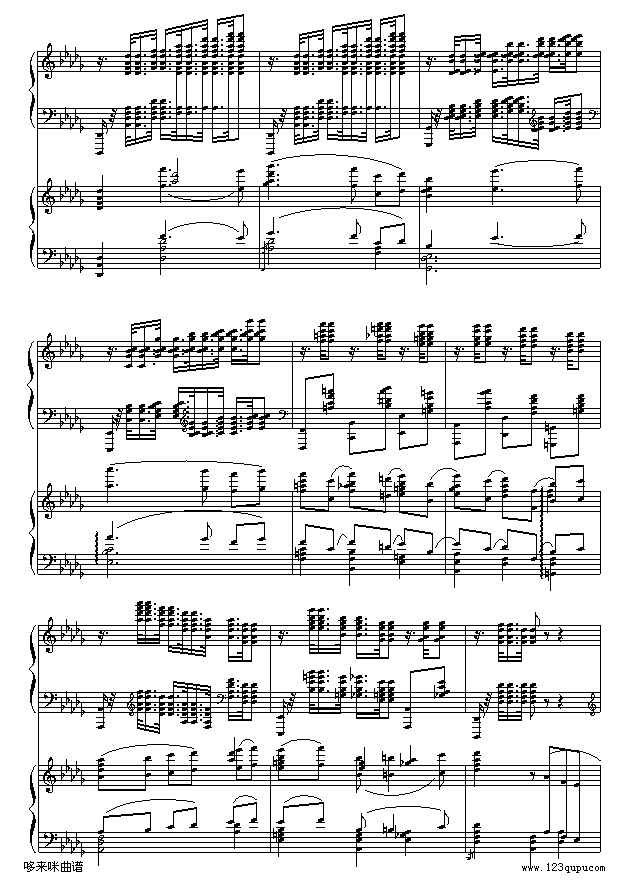 降b小调第一钢琴协奏曲(两架钢琴谱）-柴科夫斯基钢琴曲谱（图6）