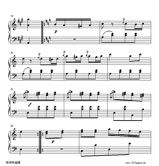 土耳其进行曲-莫扎特钢琴曲谱（图8）