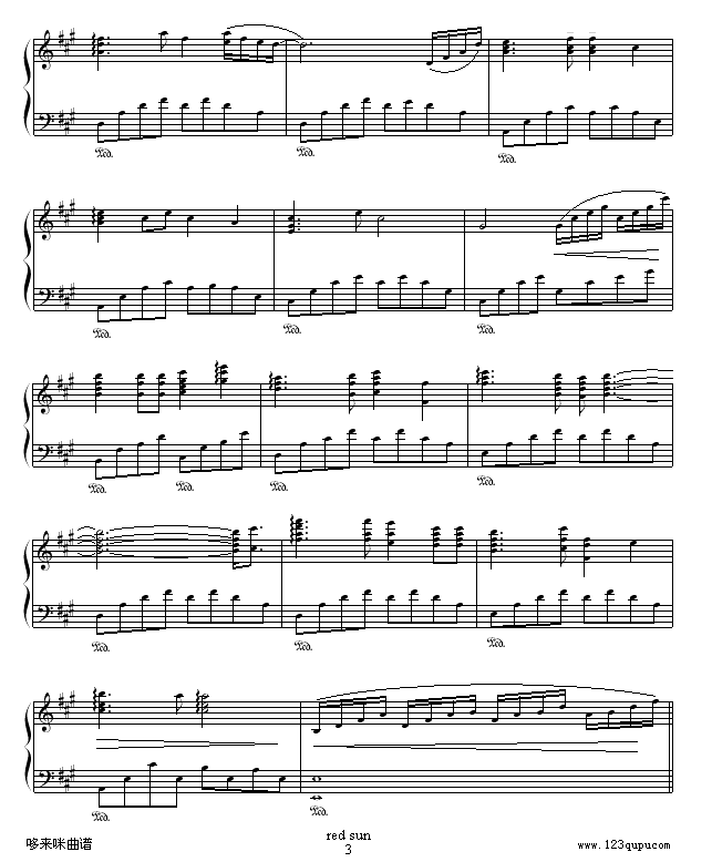 太阳最红，毛主席最亲-克莱德曼钢琴曲谱（图3）