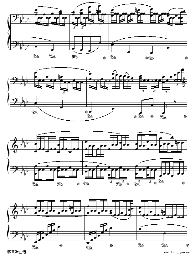 悲怆奏鸣曲第二乐章-贝多芬钢琴曲谱（图4）