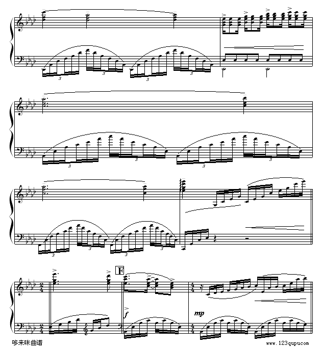 奔放的旋律-克莱德曼钢琴曲谱（图5）