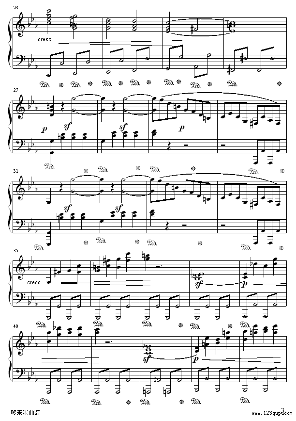 悲怆奏鸣曲第一乐章-贝多芬钢琴曲谱（图3）