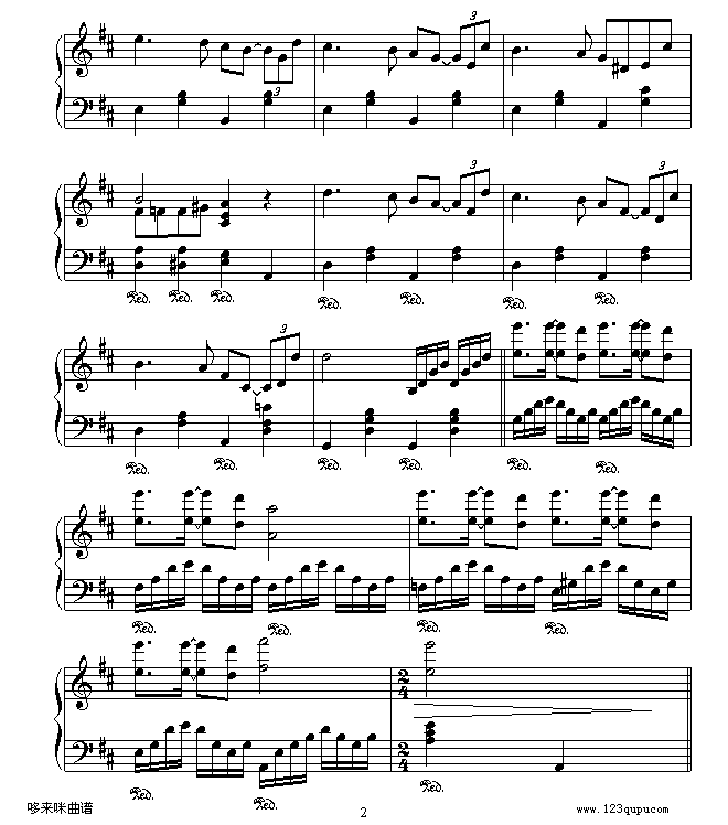 玫瑰色的人生-克莱德曼钢琴曲谱（图2）