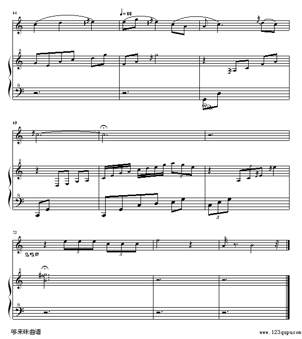 月光下的凤尾竹-世界名曲钢琴曲谱（图6）