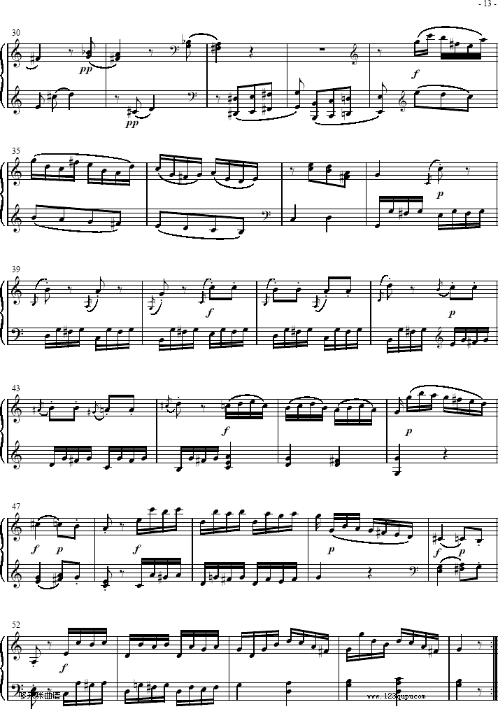 奏鸣曲 Sonatas K279 Mvt.3-莫扎特钢琴曲谱（图2）