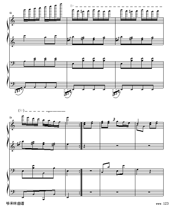 土耳其进行曲四手联弹-莫扎特钢琴曲谱（图13）