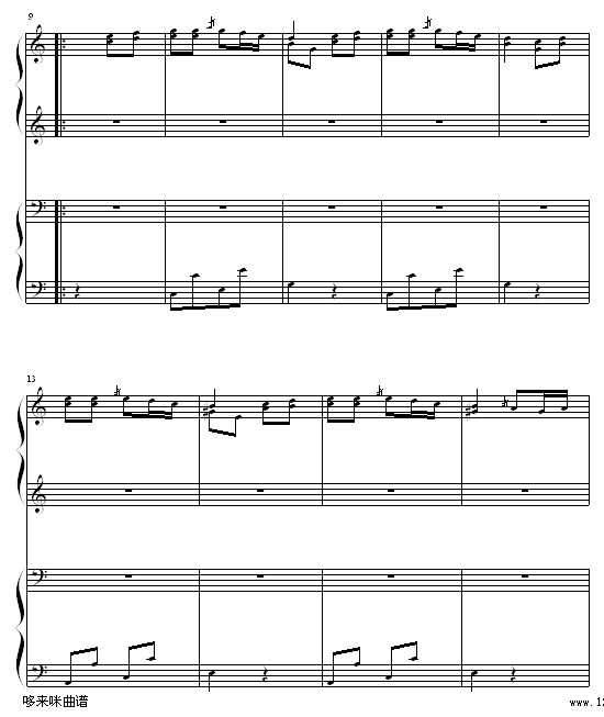 土耳其进行曲四手联弹-莫扎特钢琴曲谱（图2）