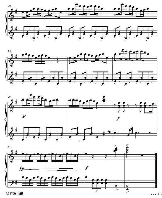 牧民歌唱毛主席-中国名曲钢琴曲谱（图3）