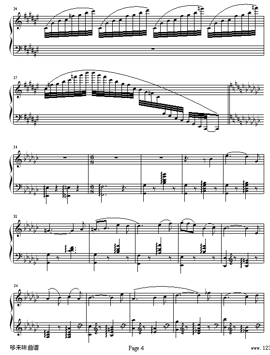 《天鹅湖组曲》之四-双人舞-柴科夫斯基钢琴曲谱（图4）