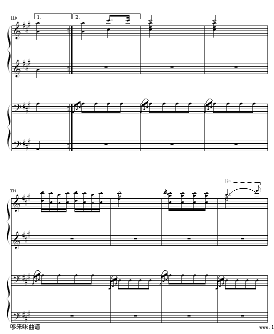 土耳其进行曲四手联弹-莫扎特钢琴曲谱（图17）