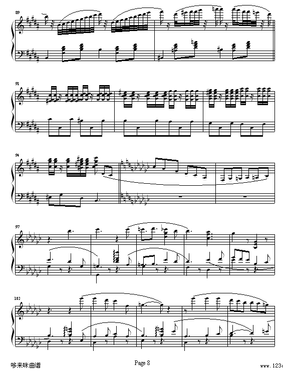 《天鹅湖组曲》之四-双人舞-柴科夫斯基钢琴曲谱（图8）