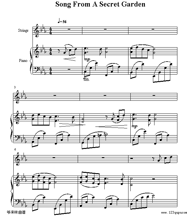 Song From A Secret Garden-世界名曲钢琴曲谱（图1）
