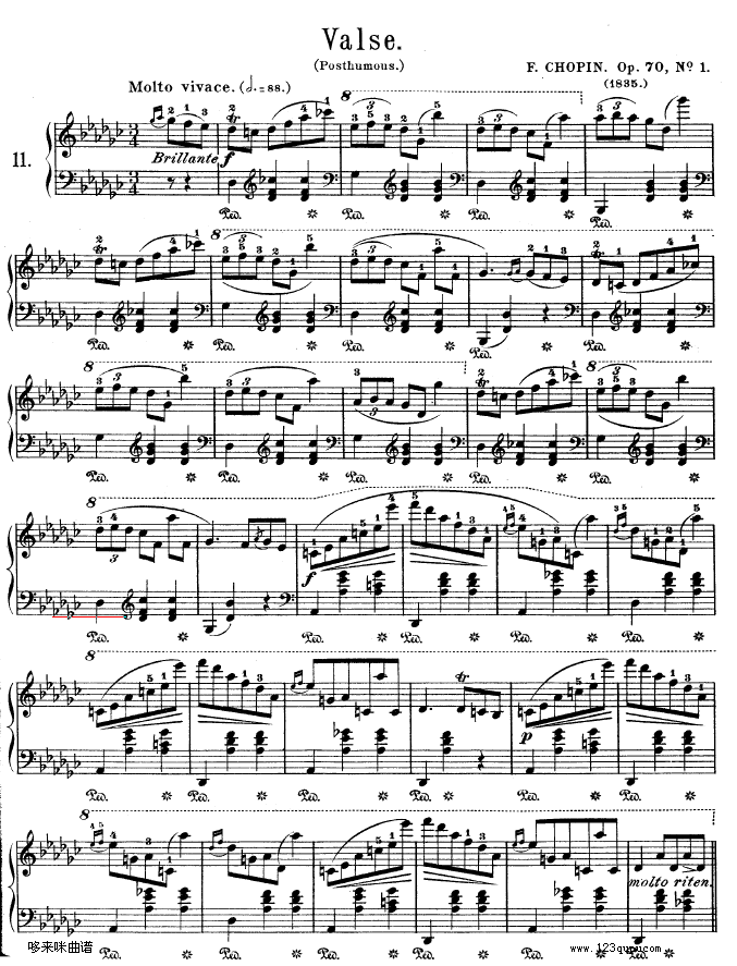 降G大调圆舞曲作品70 NO.1-肖邦钢琴曲谱（图1）
