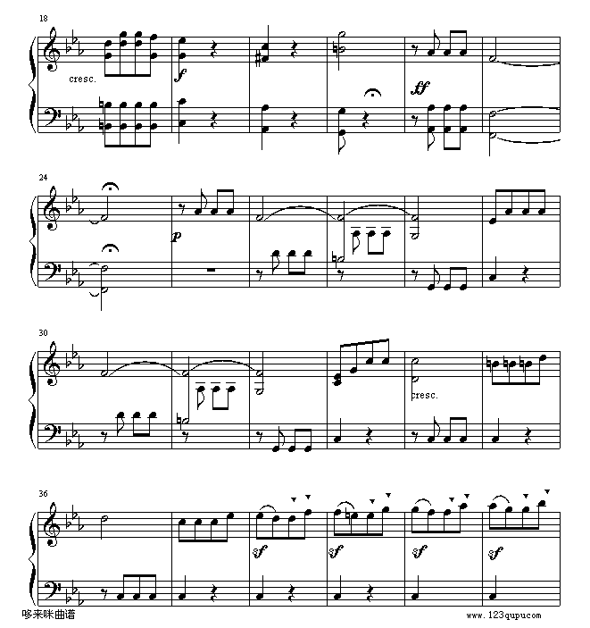 命运-第五交响乐-贝多芬钢琴曲谱（图2）