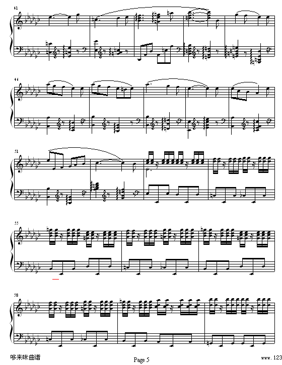《天鹅湖组曲》之四-双人舞-柴科夫斯基钢琴曲谱（图5）
