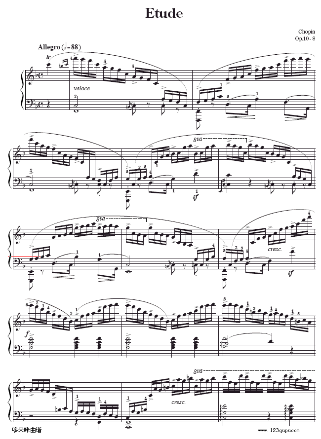 第八练习曲-Etude Op.10-8-肖邦钢琴曲谱（图1）