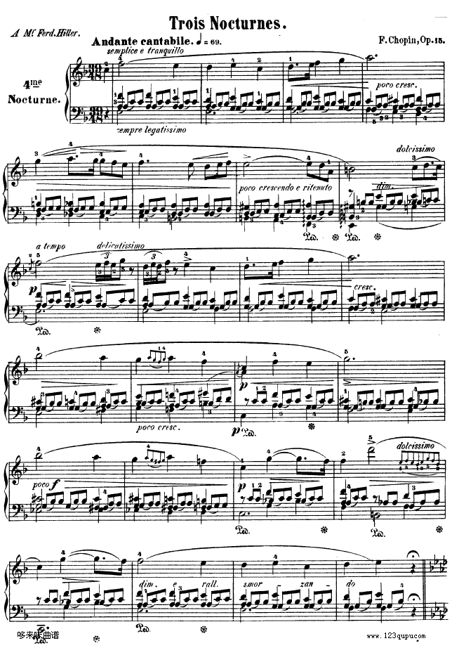 F大调夜曲作品15号 - Nocturne Op.15 No.1-肖邦钢琴曲谱（图1）