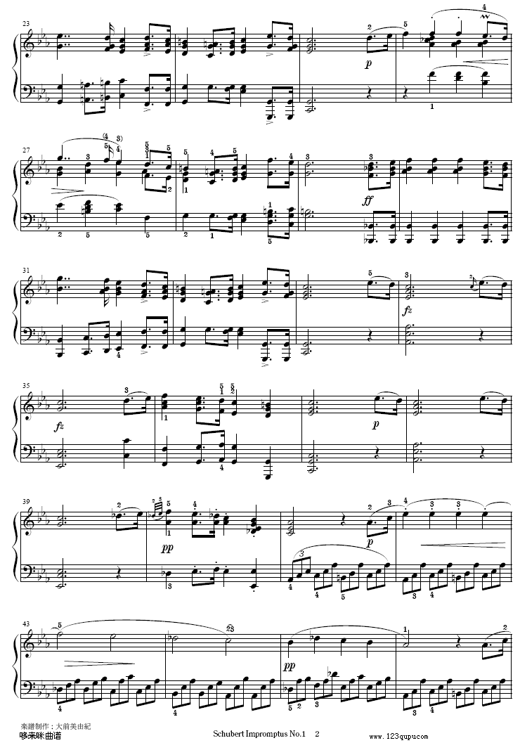 即兴曲Op.90-1-舒伯特钢琴曲谱（图2）