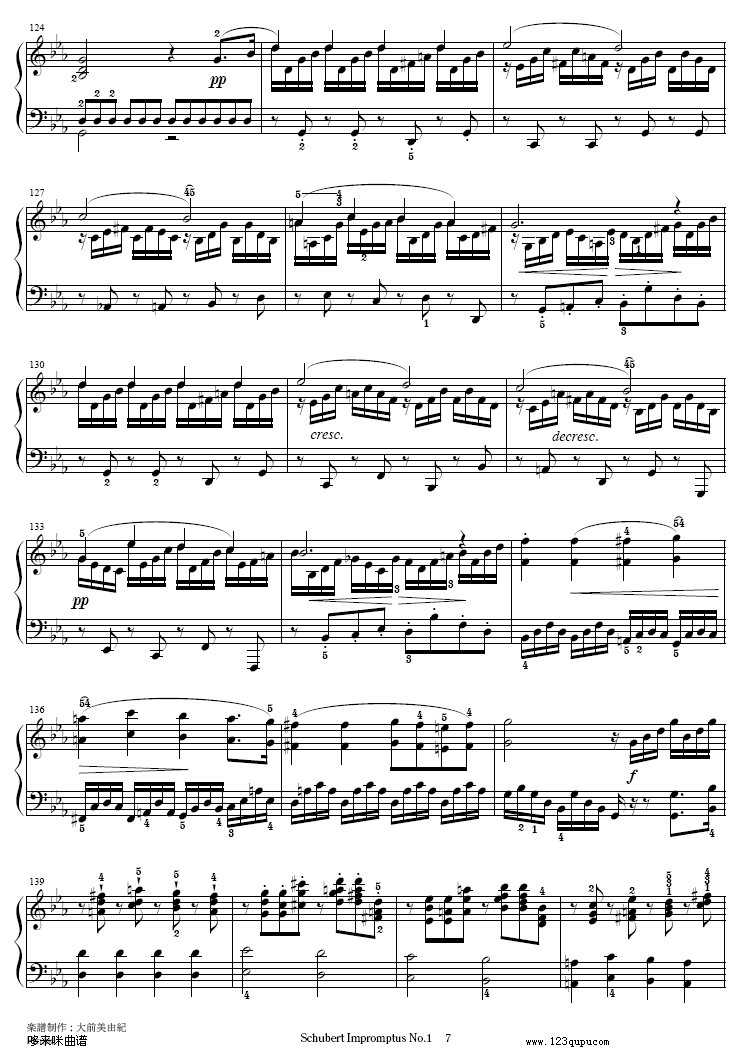 即兴曲Op.90-1-舒伯特钢琴曲谱（图7）