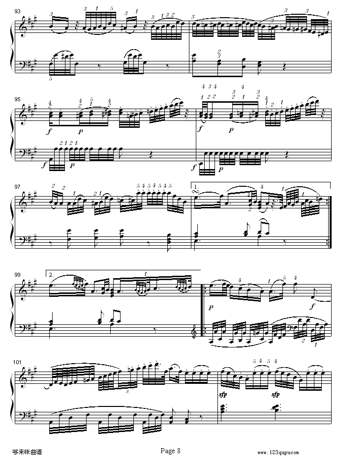 A大调钢琴奏鸣曲K331-寒风-莫扎特钢琴曲谱（图8）
