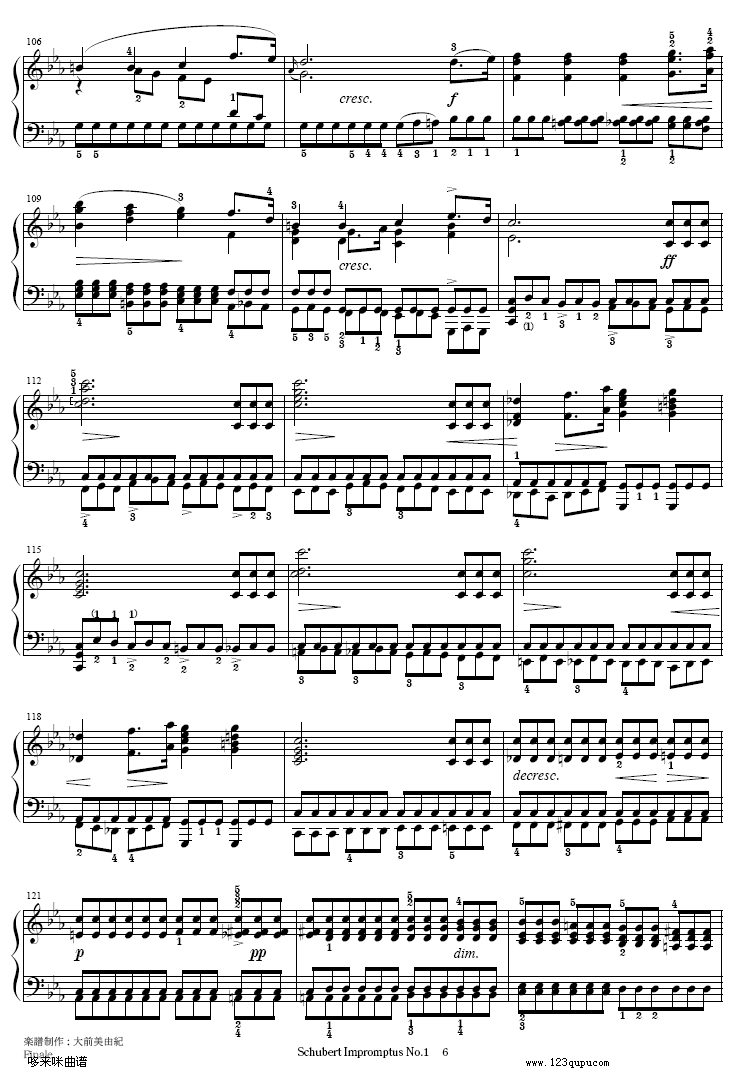 即兴曲Op.90-1-舒伯特钢琴曲谱（图6）
