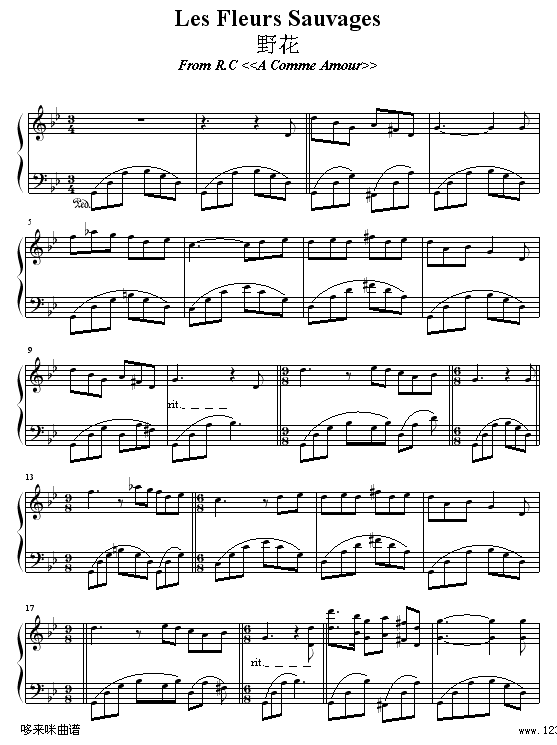 Les Fleurs Sauvages -野花-克莱德曼钢琴曲谱（图1）