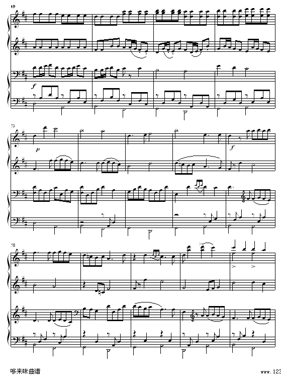 Canon - 四手联弹-帕赫贝尔-Pachelbel钢琴曲谱（图5）
