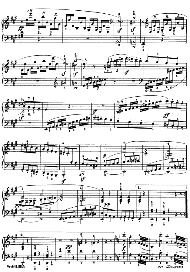 A大调第二钢琴奏鸣曲-贝多芬钢琴曲谱（图3）