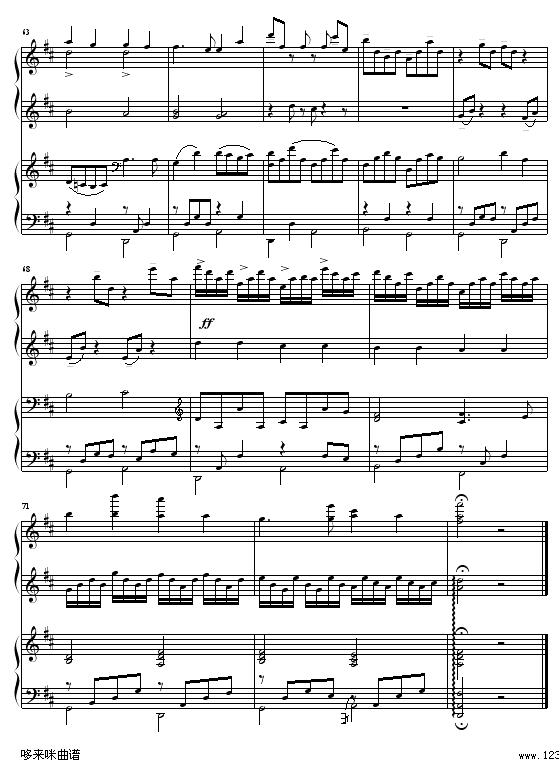 Canon - 四手联弹-帕赫贝尔-Pachelbel钢琴曲谱（图6）