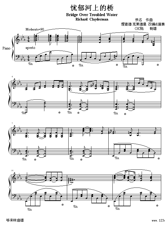 忧郁河上的桥-克莱德曼钢琴曲谱（图1）