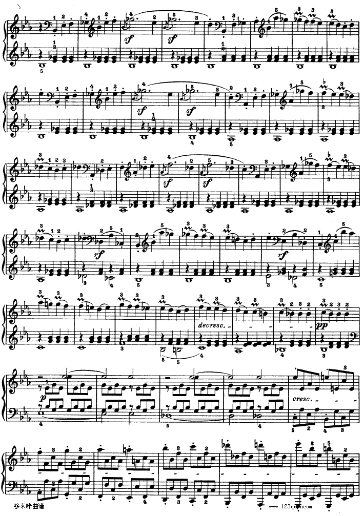 C小调第八琴奏鸣曲（悲怆）Op—13-贝多芬钢琴曲谱（图3）