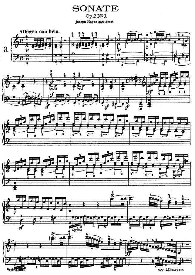 第三钢琴奏鸣曲 -Op.2 No.3-贝多芬钢琴曲谱（图1）