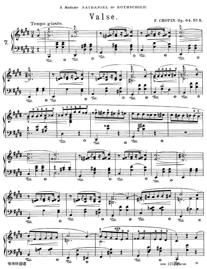 钢琴圆舞曲64-2-肖邦钢琴曲谱（图1）