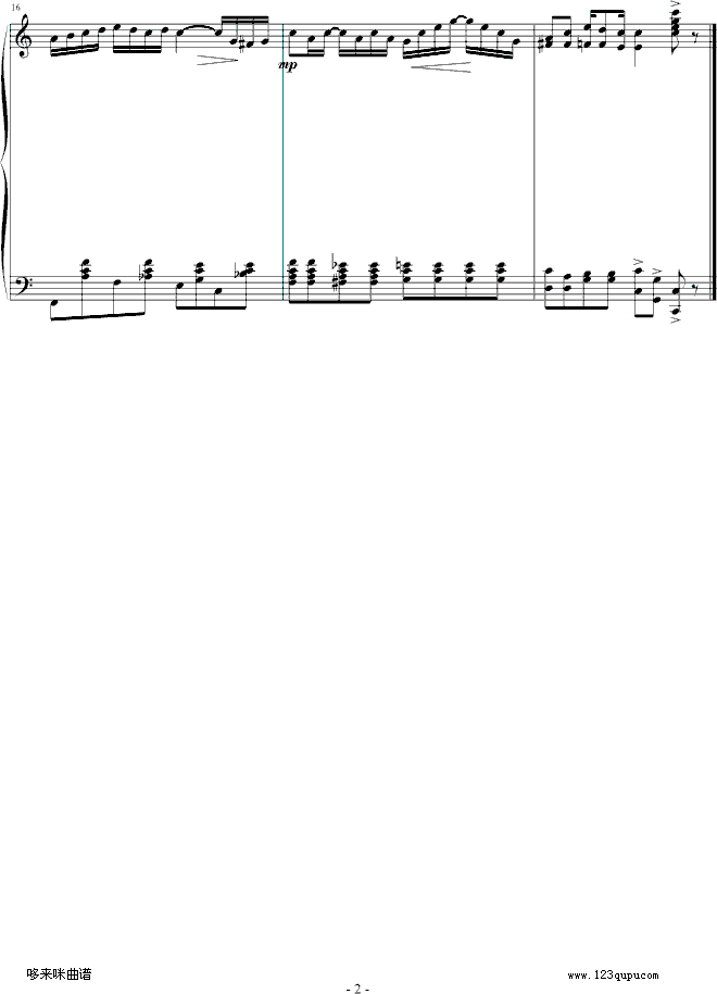 THE ENTERTAINER-世界名曲钢琴曲谱（图2）