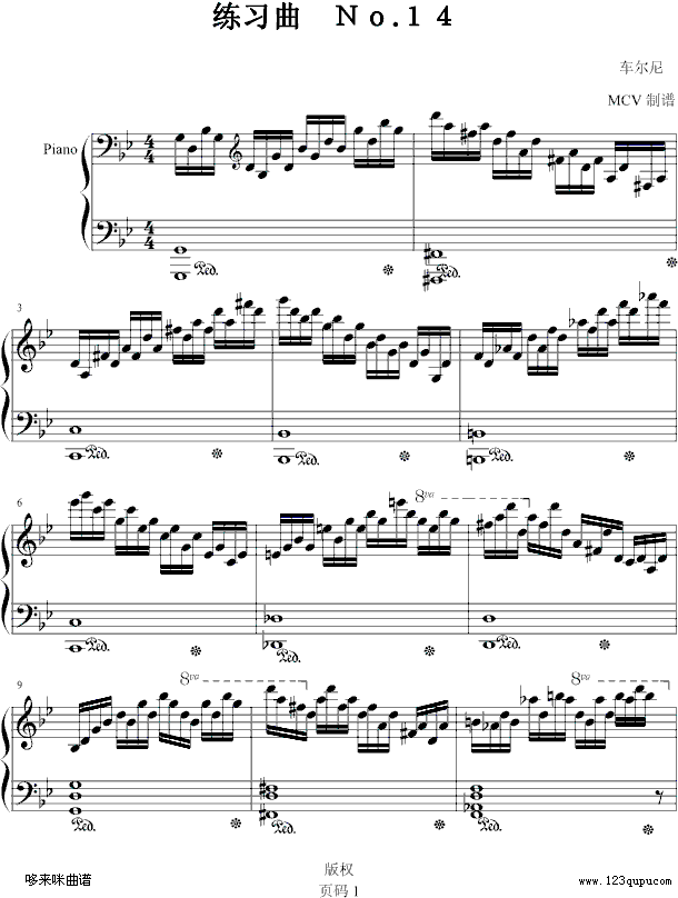 练习曲　NO.14-车尔尼钢琴曲谱（图1）