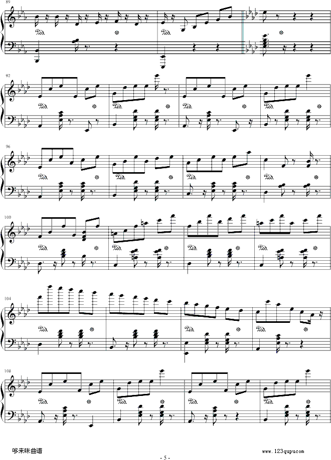 精灵-爵士钢琴-dengguobiao钢琴曲谱（图5）